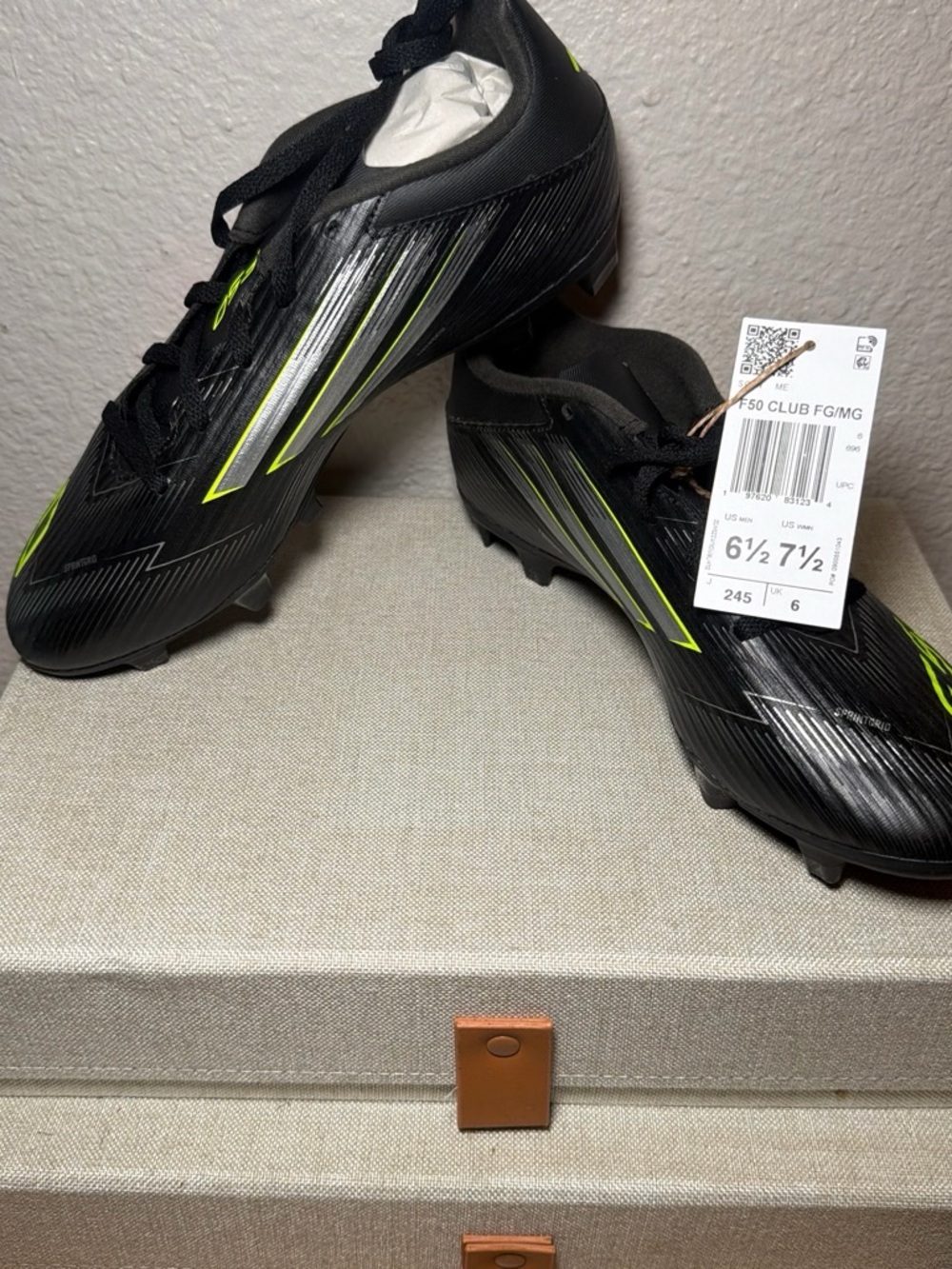 adidas Black Soccer Cleats with Neon Green Accents